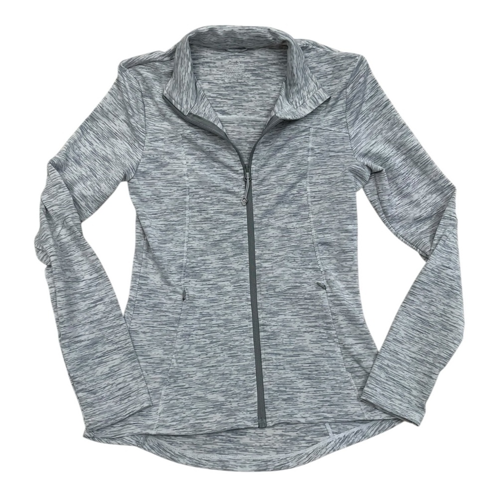 Unbranded Light Grey Heathered Full Zip Sweater w/ Thumbholes - Size Small